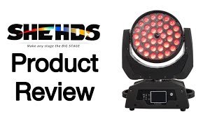 Shehds 36x18 Moving Wash Light  Product Review [upl. by Alekehs]