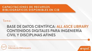 BASE DE DATOS CIENTÍFICA ALL ASCE LIBRARY [upl. by Yttak]