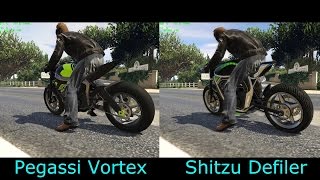 GTA 5 DLC  NEW Pegassi Vortex VS Shitzu Defiler Fastest Streetfighter bike 1 [upl. by Bayless417]