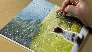 Rainy Day Painting  Acrylic Painting for Beginners [upl. by Enovahs949]