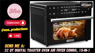 32 QT Digital Toaster Oven Air Fryer Combo 19in1 Smart Airfryer 6 Accessories 1800W [upl. by Yedsnil199]