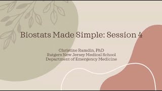 Research Learning Series RLS  Biostats Made Simple Session 4 [upl. by Jamin365]