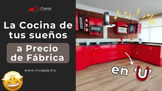 Cocina Integral en U color Rojo  InCassa Muebles [upl. by Lenwood]