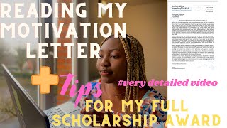 READING MY FULL SCHOLARSHIP MOTIVATION LETTER TIPS TO WRITE A STELLAR COVER LETTER [upl. by Keane189]