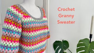 Crochet granny sweater  Scrap yarn Jumper Ivy  crochet granny sweater [upl. by Assirec]