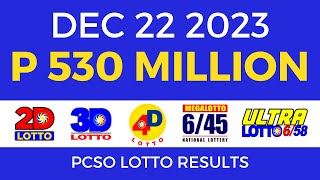 Lotto Result December 22 2023 9pm PCSO [upl. by Anairuy]