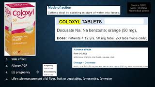 OTC 301 docusate 50mg coloxyl stool softener constipation 12 hourly OSCE KPAS NAPLREX [upl. by Llerot292]