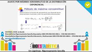 AJUSTE POR MÁXIMA VEROSIMILITUD DE LA DISTRIBUCIÓN EXPONENCIAL BioEstadística Sin Lágrimas [upl. by Torrie362]