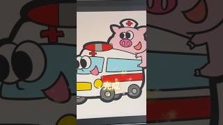 【絵文字イラスト】ぶた🐷×救急車🚑のイラストをポップに可愛く描いてみたよ✍️🌈イラスト ポップ プロクリエイト ipad asmr 音フェチ デジタルイラスト [upl. by Alilak]