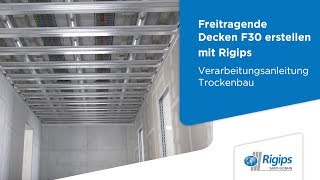 ErstellungVerarbeitung freitragender Decken F 30  Rigips Verarbeitung Trockenbau [upl. by Eliam]