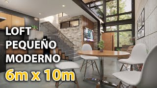 🌟 LOFT PEQUEÑO Y MODERNO en terreno de 6m x 10m [upl. by Itsrejk]