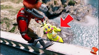 CAN NIGHTMARE FOXY SAVE CHICA FROM FALLING OFF A BRIDGE GTA 5 Mods FNAF RedHatter [upl. by Abihsat383]