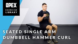 Seated Single Arm Dumbbell Hammer Curl  OPEX Exercise Library [upl. by Haleemaj]