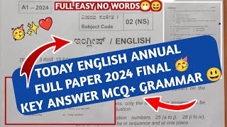 TODAY ENGLISH ANNUAL PAPER 2024 KEY ANSWER  FULL KEY ANSWER 1amp GRAMMARS 🥳😍 [upl. by Hadwin]