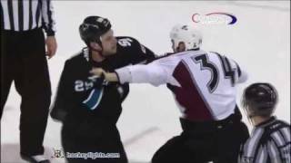 Daniel Winnik vs Ryane Clowe Dec 15 2011 [upl. by Malloch861]