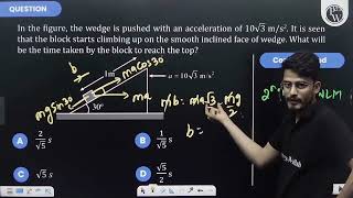 In the figure the wedge is pushed with an acceleration of \10 \sqrt3 m  s 2\ It is seen [upl. by Layman]