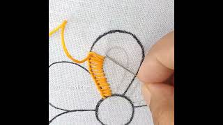 buttonhole blanket stitch flower design hand embroidery Tutorial for beginners embroidery [upl. by Grider963]