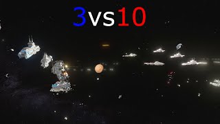 3 cruisers vs 10 frigatesSpace engineers battle [upl. by Swaine]