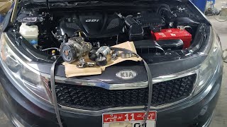 Kia Optima Engine Belt Replacement 2016 How to Replacement Engine Water pump amp  Thermostat [upl. by Netsrejk]