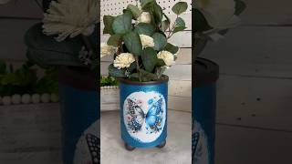 Upcycled coffee tin centerpiece idea decoupage upcycling diy [upl. by Nylsirhc]