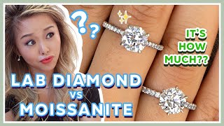 Moissanite vs Lab Grown Diamond  What’s REALLY Better  2ct on Hand Comparison By Bonnie Jewelry [upl. by Ileane]