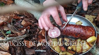 Saucisse de Morteau grillée bushcraft [upl. by Lussier]