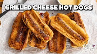 Grilled Cheese Hot Dogs are INSANE  Weber Slate Griddle [upl. by Yahsel]