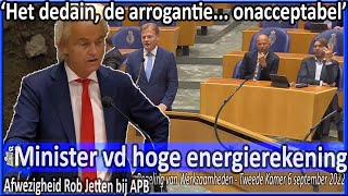 Geert Wilders eist aanwezigheid Rob Jetten bij APB Hij is de minister van de hoge energierekening [upl. by Tugman]