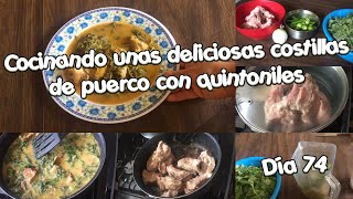 Cocinando unas deliciosas costillas de puerco con quintoniles [upl. by Franckot144]