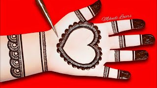 Teej special mehndi design 2023  simple heartshape mehndi design  easy mehndi design  cone design [upl. by Mixie95]