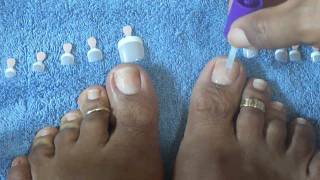 How to apply Kiss Salon French Toenails Tutorial [upl. by Kopaz]