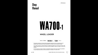 Komatsu WA7001 15001 amp Up  SEBM009501 Service manual [upl. by Cleve893]