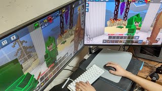 MATTSUN is PLAYING on PC with DUAL MONITOR Blockman Go BedWars ASMR [upl. by Ecnedac129]