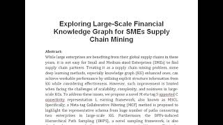 Exploring Large Scale Financial Knowledge Graph for SMEs Supply Chain Mining [upl. by Asta]