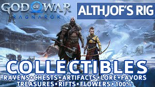 God of War Ragnarok  Althjofs Rig All Collectible Locations Chests Artifacts Ravens  100 [upl. by Nelle]