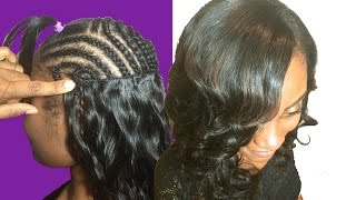 How to Secret for Full Weave Sew In wFLAT Invisible Wefts  No Glue [upl. by Ries]