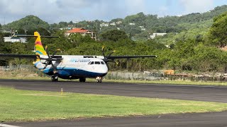 NEW ANGLE Inter Caribbean ATR 72 Landing and Takeoff at George Charles Airport [upl. by Uhayile]