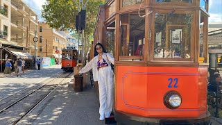 Tram from Port de Soller to Soller in Mallorca Spain [upl. by Corabella]