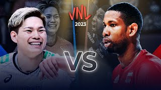 Yuji Nishida vs Wilfredo Leon  Japan vs Poland  Mens VNL 2023 [upl. by Scherman]