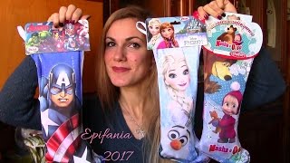 UNBOXING CALZE DELLA BEFANA SPECIALE ASSAGGI EPIFANIA  FROZENMASHA E ORSOAVENGERS SUPER SORPRESE [upl. by Loredana]