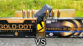 Speer Gold Dot vs Federal HST Ballistic Gel Test amp Review 9mm P 9x19 [upl. by Guenevere]