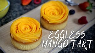 Eggless Saffron amp Mango Tart Mango Tart Eggless Tart Dough [upl. by Lehcem371]