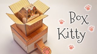 Cat in a box automata papercraft step by step tutorial [upl. by Essirehc]