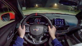 2024 Cadillac CT4V Blackwing 6MT  POV Night Drive Binaural Audio [upl. by Hillinck]