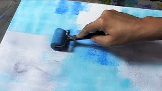 Easy Abstract Painting  Just Using Brayers amp Acrylics  Frozen Sorrows [upl. by Aicnilav]