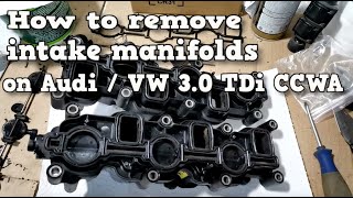 ✅ How to remove intake manifolds on Audi  VW 30 TDi CCWA [upl. by Ahsiekit]