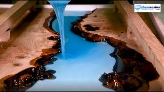 HOW TO MAKE A RESIN RIVER TABLE USING CLEAR EPOXY CASTING RESIN [upl. by Elleneg965]