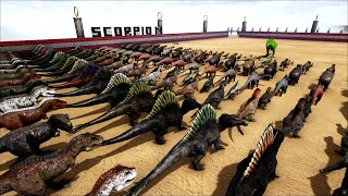 CARCHARODONTOSAURUS vs 100 Ark Dinos  Ark Battle [upl. by Amii]