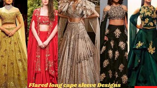 Long Cape Sleeve Crop Top Lehenga Blouse Design  Indo Western Crop Top  fashionstyle [upl. by Anneuq]