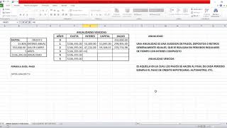 ANUALIDADES VENCIDAS Y ANTICIPADAS EN EXCEL [upl. by Las]